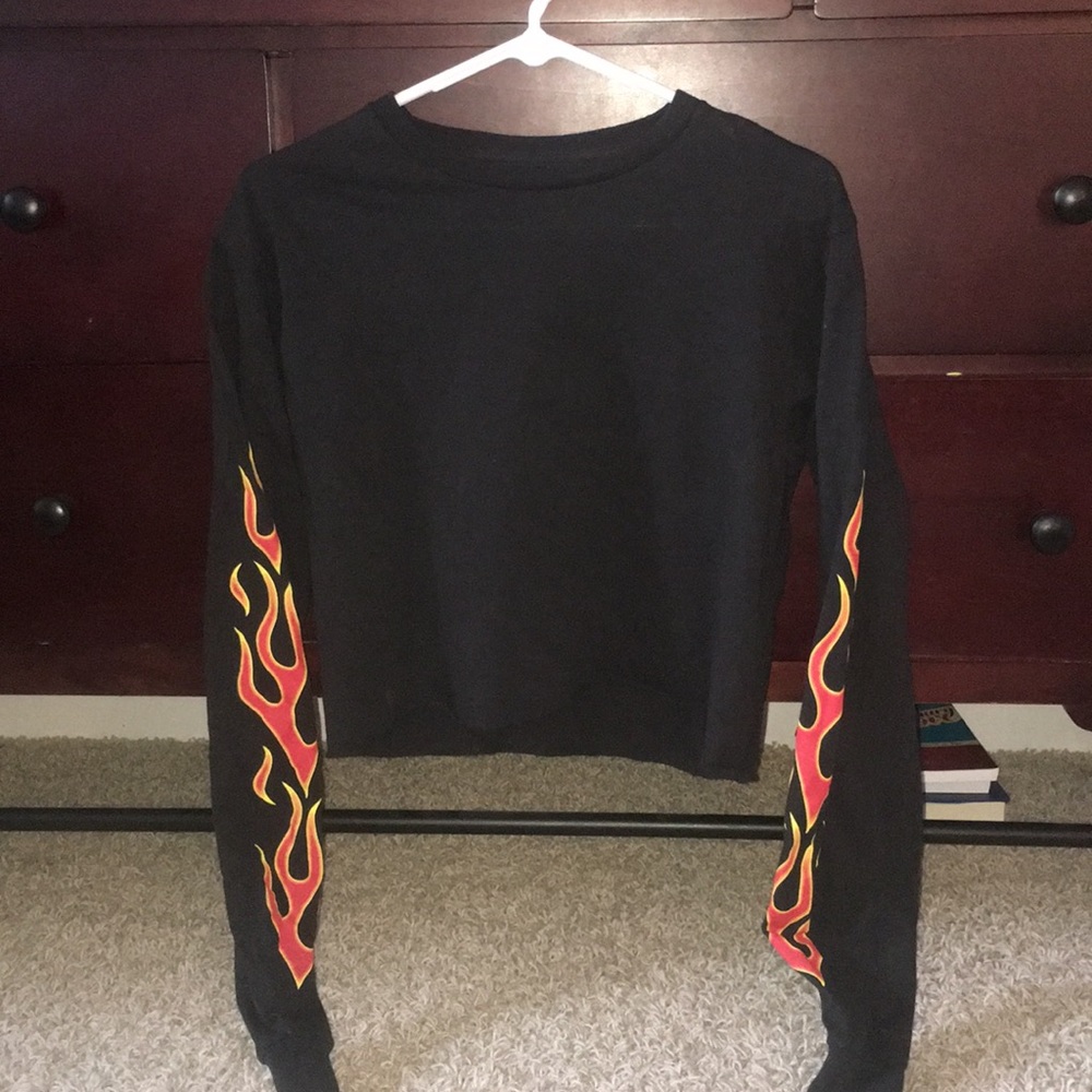 flames long sleeve crop top
